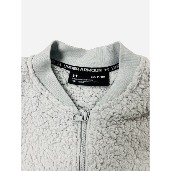 Under Armour Sherpa Bomber Jacket Gray Ultra-soft Comfort Men's Size S - Picture 9 of 10